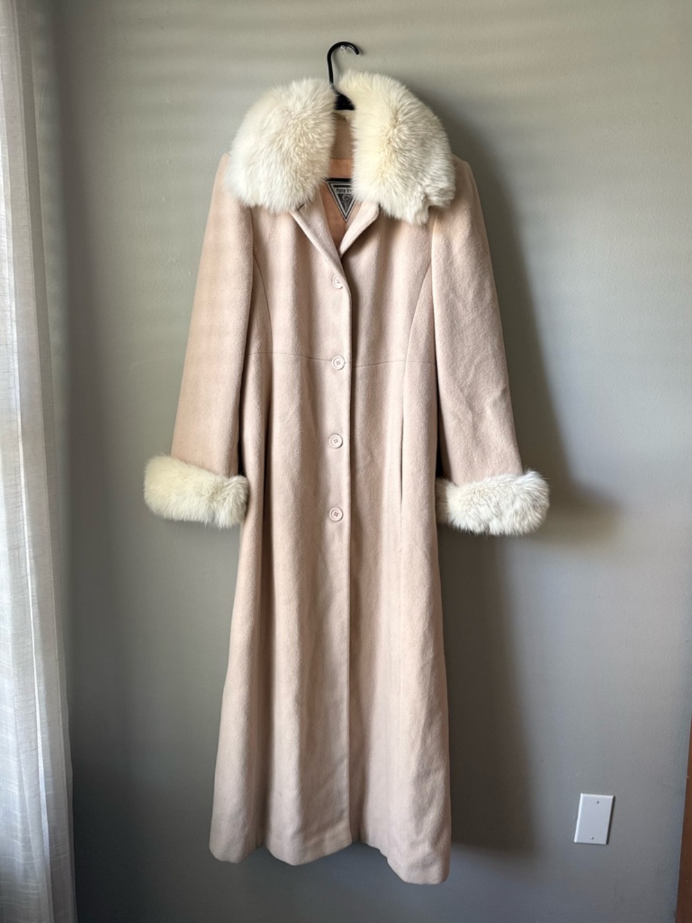 Marvin Richards Vintage Pink Lambswool & Fur Coat - Size 12